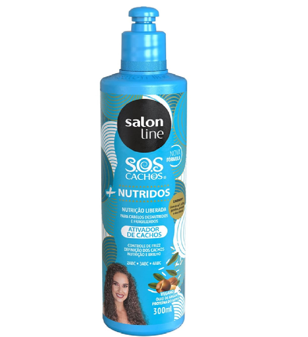 Shampoo + Condicionador 240ml + Ativador de Cachos 500ml Salva Meu Cab 