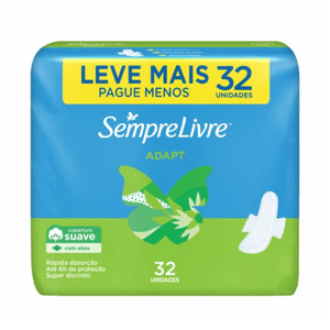 Absorvente Sempre Livre Adapt c/ Abas - 32 unidades