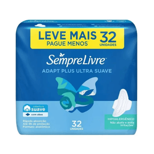 Absorvente Sempre Livre Adapt Plus Ultra Suave com Abas - 32 Unidades