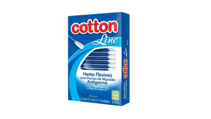 Hastes Flexíveis Cotonete Cotton Line - 75 Unidades 