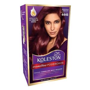 Coloração Creme Kit Koleston Vermelhos Poderosos 4446 Borgonha Vibrante