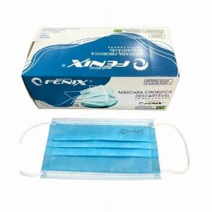 Máscaras Cirúrgicas Descartáveis Tripla Camada Mundial Fênix Caixa Azul com 50 Unidades