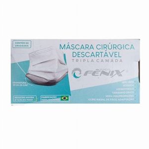 Máscara Cirúrgica Tripla Descartável Mundial Fênix Branca caixa com 50 Unidades