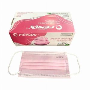 Máscaras Cirúrgicas Descartáveis Tripla Camada Rosa Caixa com 50 Unidades