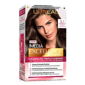 Coloração Permanente Creme Imédia Excellence 5.1 Castanho Claro Acinzentado