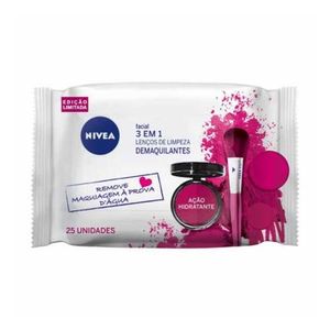 Lenço de Limpeza Nivea Demaquilante 3 em 1 Ação Hidratante com 25 Unidades