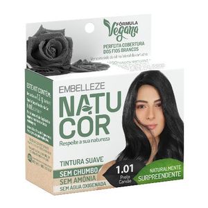 Tinta de Cabelo em Pó Natucor 1.01 Preto Carvão