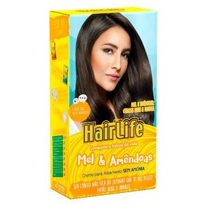 Creme alisante HairLife sem amônia mel & amêndoas