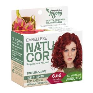 Tinta de Cabelo em Pó Natucor 6.66 Vermelho Cereja