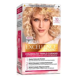 Coloração Permanente Creme Imédia Excellence 10 Louro Claríssimo
