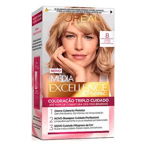 Coloração Permanente Creme Imédia Excellence 8 Louro Claro