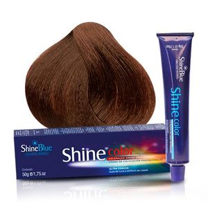 Coloração Creme Shine Blue 6.34 Louro Escuro Dourado Acobreado 50g