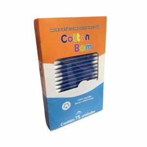 Cotonetes Cotton Bom Hastes Flexíveis com Pontas de Algodão c/75 Unidades