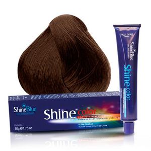 Coloração Creme Shine Blue 7.71 Louro Médio Marrom Acinzentado Tabaco 50g