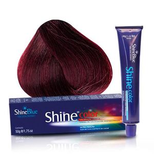 Coloração Creme Shine Blue 4.66 Castanho Médio Vermelho Intenso Púrpura 50g