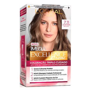 Coloração Permanente Creme Imédia Excellence 7.11 Louro Cinza Natural