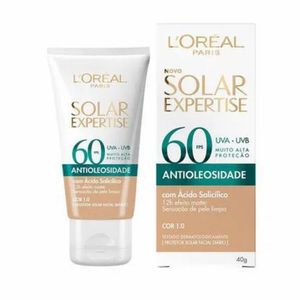 Protetor Solar L'Oréal Paris FPS60 Expertise Antioleosidade Media Cor 3.0 - 40g