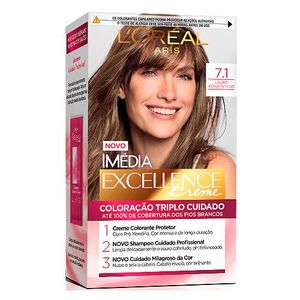 Coloração Permanente Creme Imédia Excellence 7.1 Louro Acinzentado