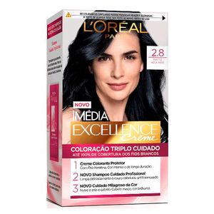 Coloração Permanente Creme Imédia Excellence 2.8 Preto Azulado