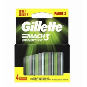 Carga para Aparelho de Barbear Gillette Mach3 Sensitive com 4Un