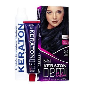 Coloração Semipermanente Kert Keraton Demi Color 2.0 Preto Azulado