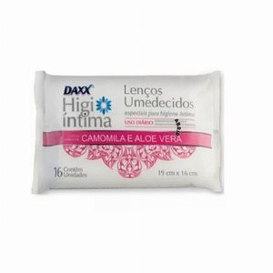Lenços Umedecidos Daxx Higi Íntima Camomila e Aloe Vera 16 unidades