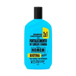 Shampoo Gota Dourada Homem 2x1 Biotina Cabelo e Barba 430ml