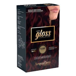 Coloração Creme Kit Acquaflora Hidra Gloss 4.66 Borgonha