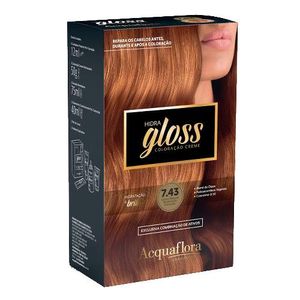 Coloração Creme Kit Acquaflora Hidra Gloss 7.43 Louro Natural Acobreado Dourado