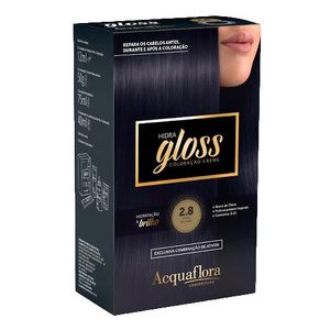 Coloração Creme Kit Acquaflora Hidra Gloss 2.8 Preto Azulado