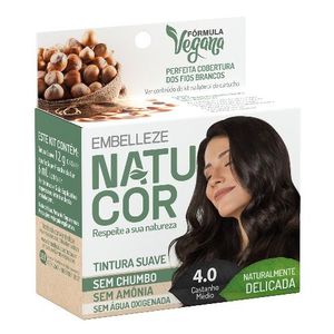Tinta de Cabelo em Pó Natucor 4.0 Castanho Médio