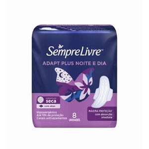 Absorvente Sempre Livre Adapt Plus Noite e Dia Seca com Abas 8 Unidades