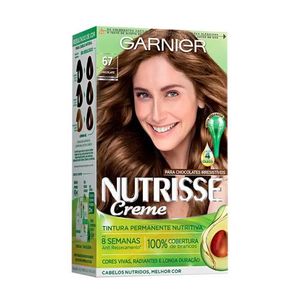 Coloração Creme Garnier Nutrisse 67 Louro Escuro Dourado Acaju-Chocolate