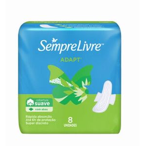 Absorvente Sempre Livre Adapt Cobertura Suave com Abas 8 Unidades
