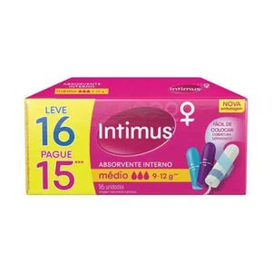 Absorvente Interno Intimus Médio com 16 Unidades