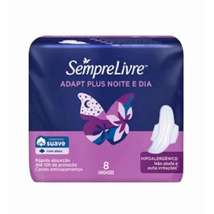 Absorvente Sempre Livre Noturno Cobertura Suave com Abas 8 Unidades