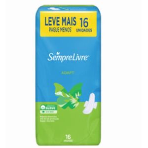 Absorvente Sempre Livre Adapt Cobertura Suave com Abas 16 Unidades