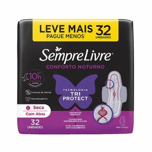 Absorvente com Abas Seca Sempre Livre Conforto Noturno Pacote 32 Un