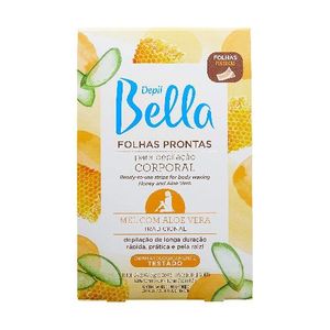Folhas Prontas para Depilação Depil Bella Corporal Tradicional Mel com Aloe Vera 16 Unidades
