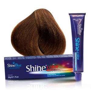 Coloração Creme Shine Blue 7.3 Louro Médio Dourado Avelã 50g