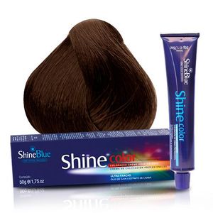 Coloração Creme Shine Blue 6.7 Louro Escuro Marrom Chocolate 50g