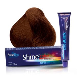 Coloração Creme Shine Blue 7.7 Louro Médio Marrom 50g