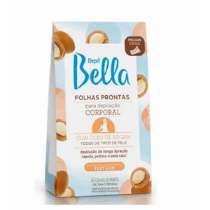 Folhas Prontas para Depilação Depil Bella Corporal Óleo de Argan com 16 Unidades