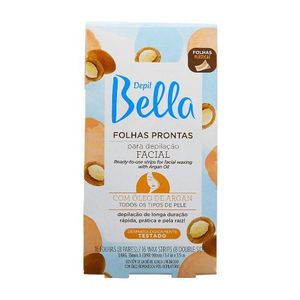 Folhas Prontas para Depilação Depil Bella Facial Óleo de Argan com 16 Unidades
