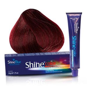 Coloração Creme Shine Blue 6.62 Louro Escuro Vermelho Irisado 50g