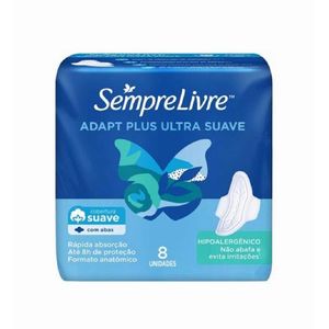 Absorvente Sempre Livre Adapt Plus Cobertura Suave com Abas 8 Unidades