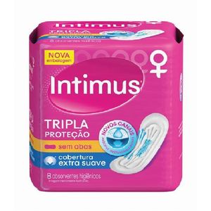 Absorvente Intimus Tripla Proteção Cobertura Suave Sem Abas 08 Unidades