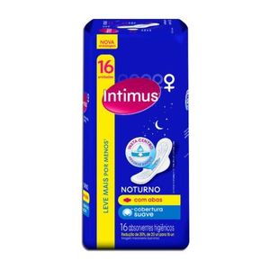 Absorvente Intimus Noturno Cobertura Suave Com Abas 16 Unidades