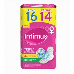 Absorvente Intimus Tripla Proteção Cobertura Seca com Abas 16 Unidades