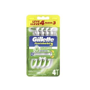 Aparelho de Barbear Gillette Prestobarba 3 Sensitive Comfortgel com 4 Unidades